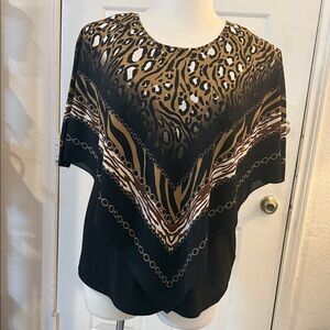 Slim Factor Animal Print Poncho Top  Plus Size